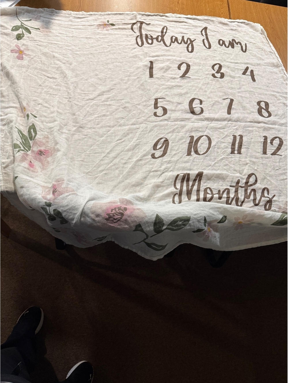 Whimsical Baby Milestone Blanket - 'Today I Am' Floral Months Tracker